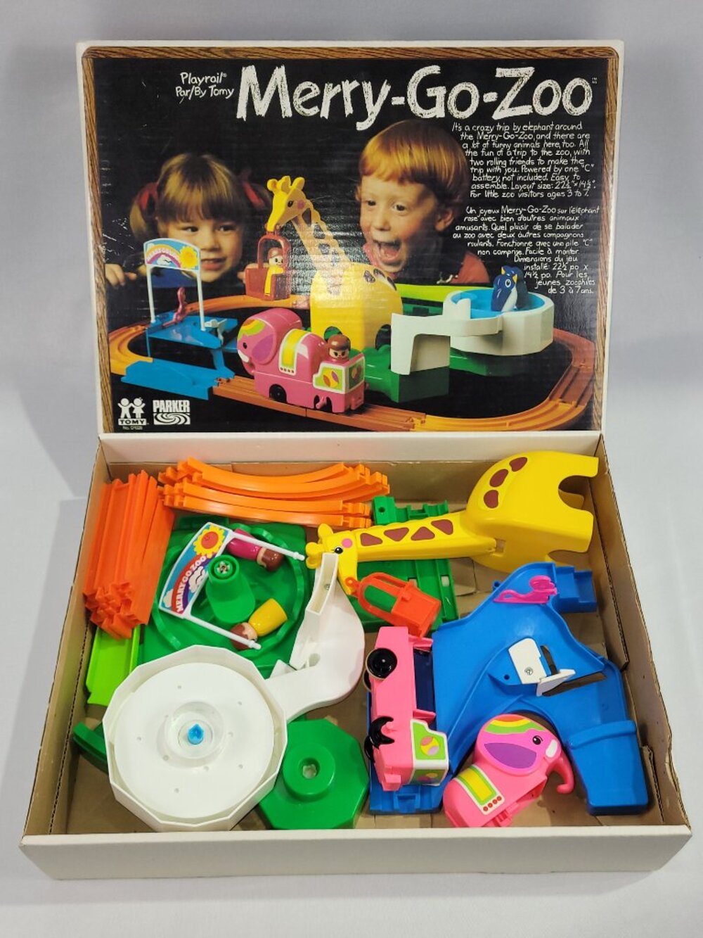 Tomy Playrail Merry-Go-Zoo Vintage 1980s Electronic Toy Rail Set Parker Brothers